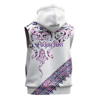 Mawhero Paua shell Kowhaiwhai Taniko Personalised Sleeveless Hoodie Manta Ray Shark-Turtle Maori Tribal Style LT9 - Polynesian Pride