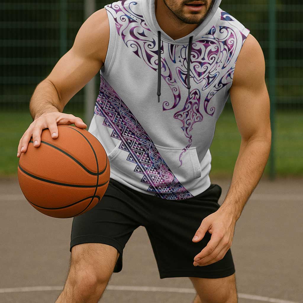 Mawhero Paua shell Kowhaiwhai Taniko Personalised Sleeveless Hoodie Manta Ray Shark-Turtle Maori Tribal Style LT9 - Polynesian Pride