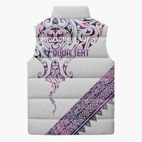 Mawhero Paua shell Kowhaiwhai Taniko Personalised Sleeveless Puffer Jacket Manta Ray Shark-Turtle Maori Tribal Style LT9 - Polynesian Pride