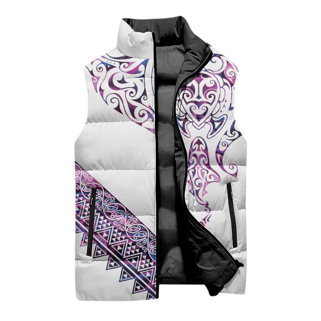 Mawhero Paua shell Kowhaiwhai Taniko Personalised Sleeveless Puffer Jacket Manta Ray Shark-Turtle Maori Tribal Style LT9 - Polynesian Pride