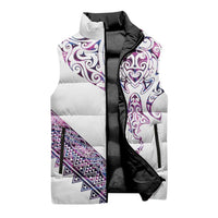 Mawhero Paua shell Kowhaiwhai Taniko Personalised Sleeveless Puffer Jacket Manta Ray Shark-Turtle Maori Tribal Style LT9 - Polynesian Pride
