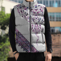 Mawhero Paua shell Kowhaiwhai Taniko Personalised Sleeveless Puffer Jacket Manta Ray Shark-Turtle Maori Tribal Style LT9 - Polynesian Pride