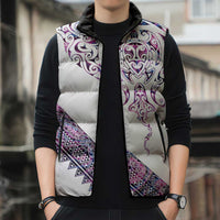 Mawhero Paua shell Kowhaiwhai Taniko Personalised Sleeveless Puffer Jacket Manta Ray Shark-Turtle Maori Tribal Style LT9 - Polynesian Pride