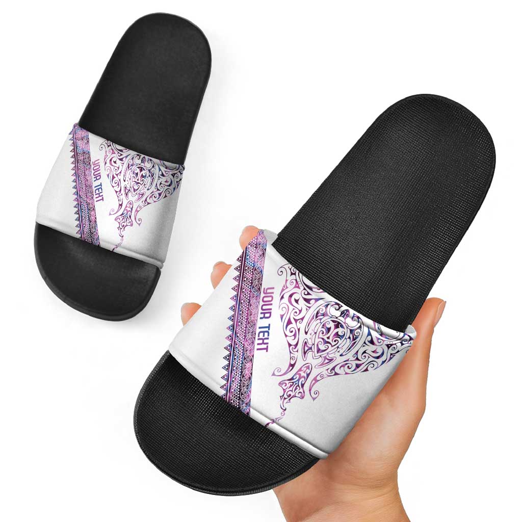 Mawhero Paua shell Kowhaiwhai Taniko Personalised Slide Sandals Manta Ray Shark-Turtle Maori Tribal Style