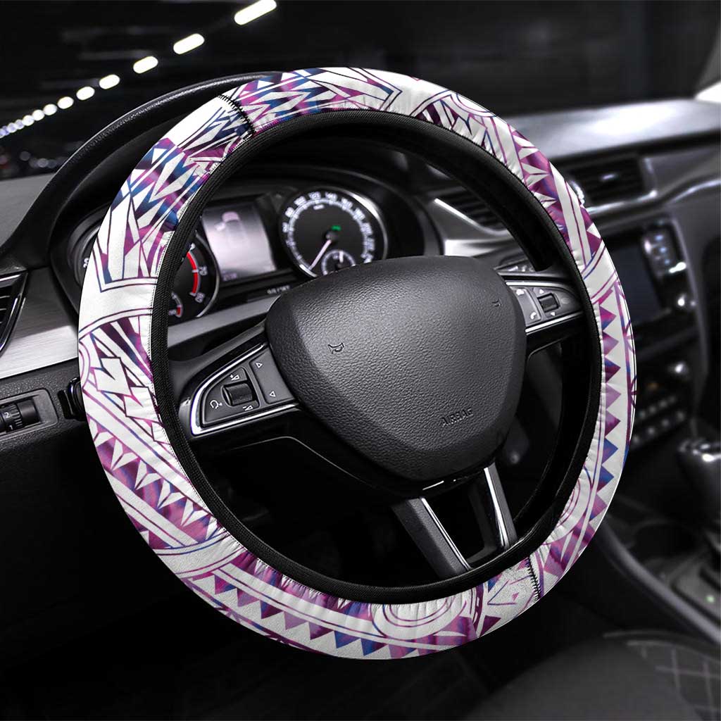 Mawhero Paua shell Kowhaiwhai Taniko Steering Wheel Cover Manta Ray Shark-Turtle Maori Tribal Style