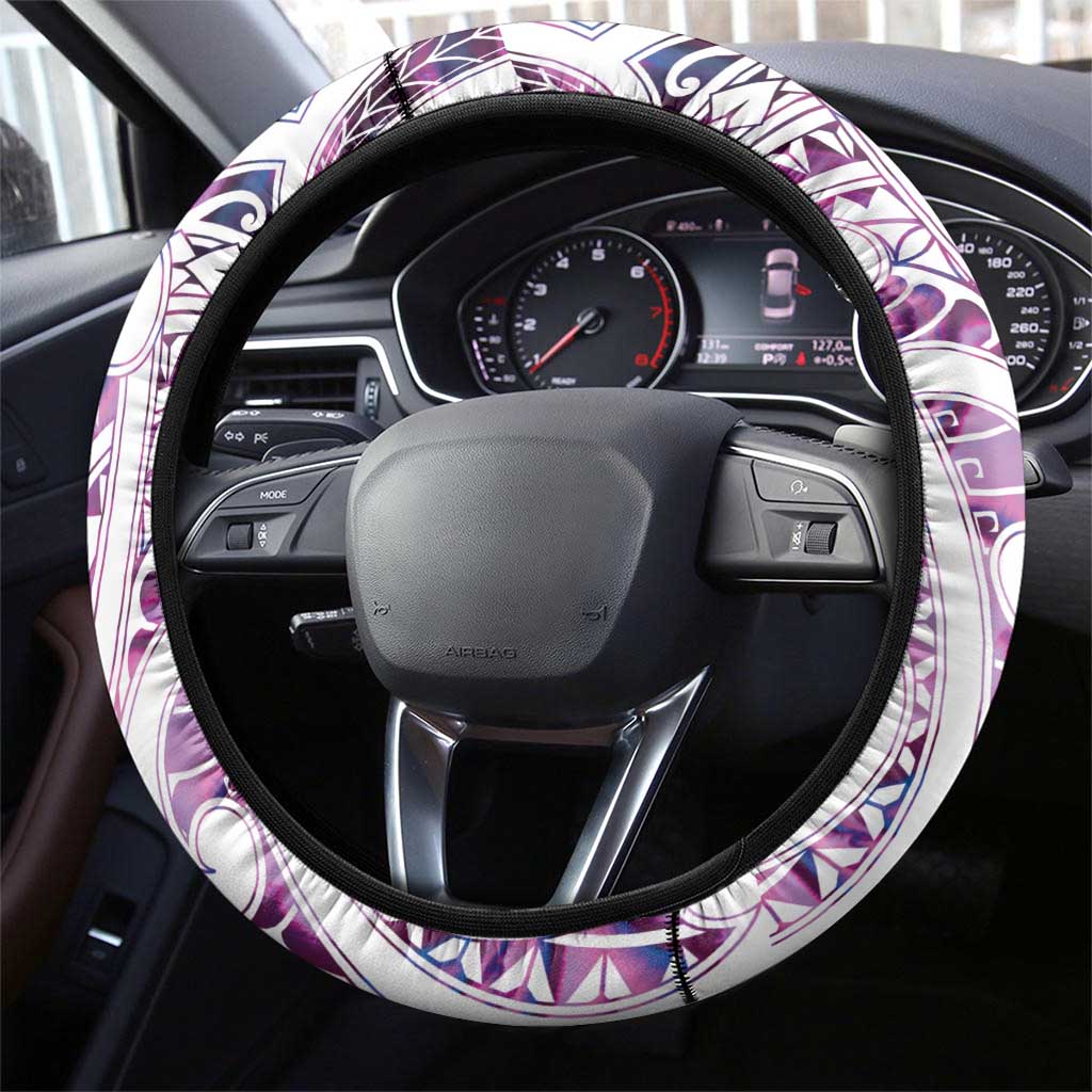 Mawhero Paua shell Kowhaiwhai Taniko Steering Wheel Cover Manta Ray Shark-Turtle Maori Tribal Style