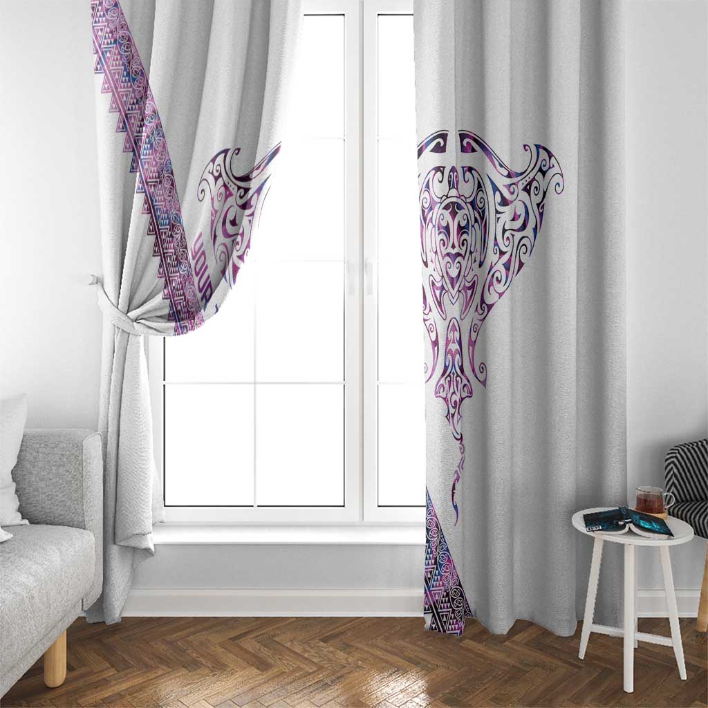 Mawhero Paua shell Kowhaiwhai Taniko Personalised Window Curtain Manta Ray Shark-Turtle Maori Tribal Style