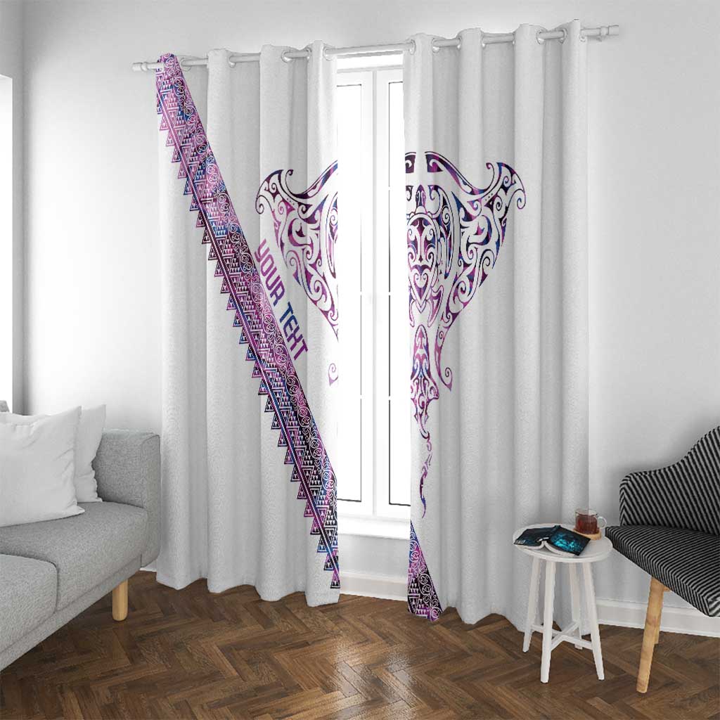Mawhero Paua shell Kowhaiwhai Taniko Personalised Window Curtain Manta Ray Shark-Turtle Maori Tribal Style