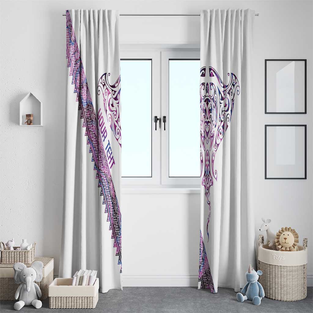 Mawhero Paua shell Kowhaiwhai Taniko Personalised Window Curtain Manta Ray Shark-Turtle Maori Tribal Style