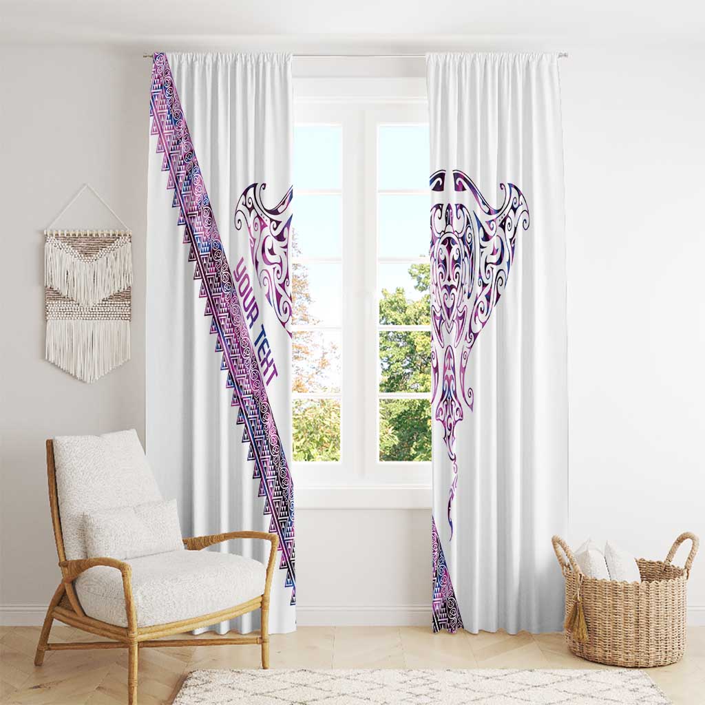 Mawhero Paua shell Kowhaiwhai Taniko Personalised Window Curtain Manta Ray Shark-Turtle Maori Tribal Style