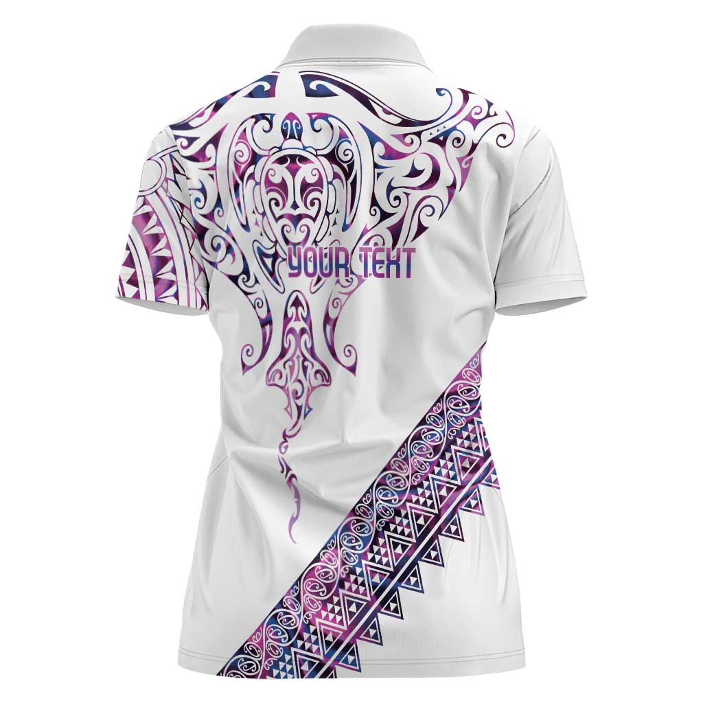 Mawhero Paua shell Kowhaiwhai Taniko Personalised Women Polo Shirt Manta Ray Shark-Turtle Maori Tribal Style LT9 - Polynesian Pride