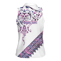 Mawhero Paua shell Kowhaiwhai Taniko Personalised Women Sleeveless Polo Shirt Manta Ray Shark-Turtle Maori Tribal Style LT9 - Polynesian Pride