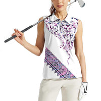 Mawhero Paua shell Kowhaiwhai Taniko Personalised Women Sleeveless Polo Shirt Manta Ray Shark-Turtle Maori Tribal Style LT9 - Polynesian Pride