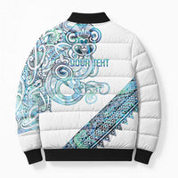 Kahui Whetu Paua shell Kowhaiwhai Taniko Personalised Bomber Puffer Jacket Taniwha Maori Tribal Style