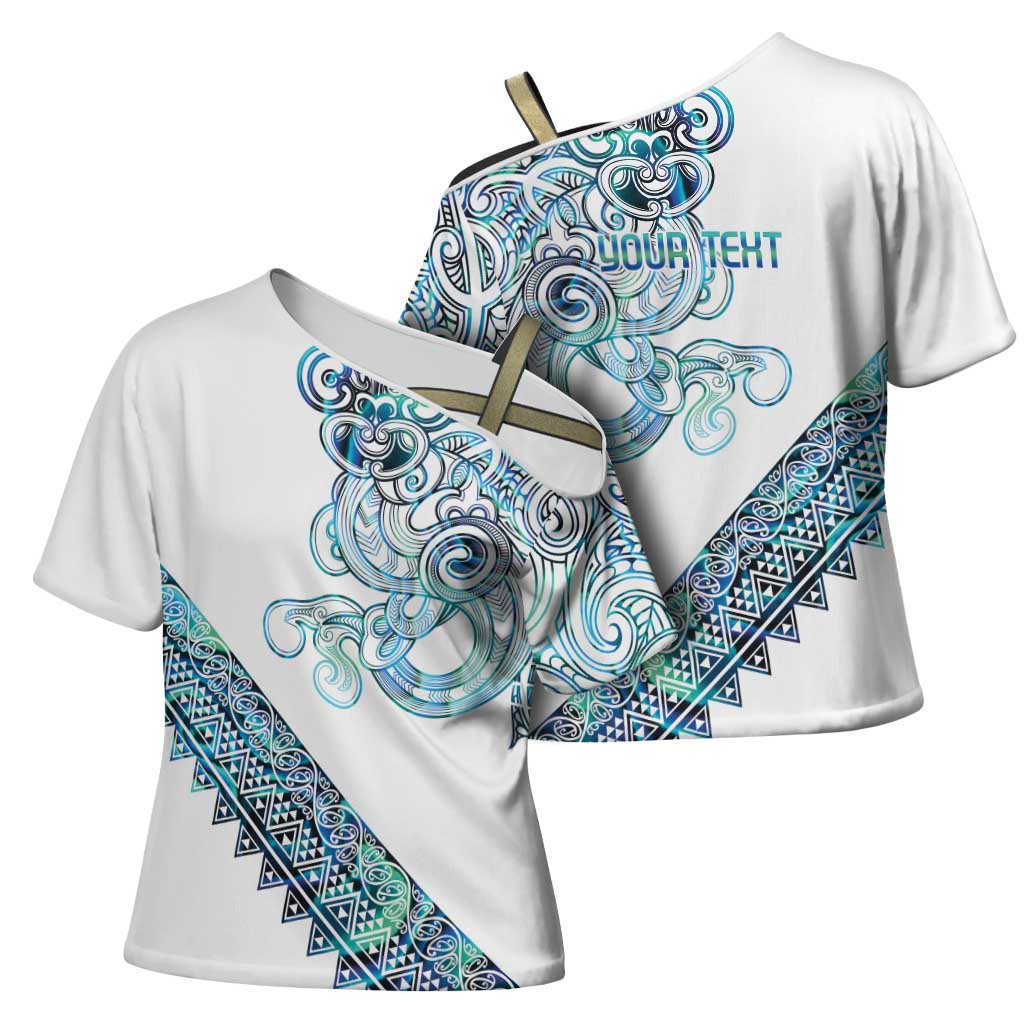 Kahui Whetu Paua shell Kowhaiwhai Taniko Personalised Cross Shoulder Shirt Taniwha Maori Tribal Style