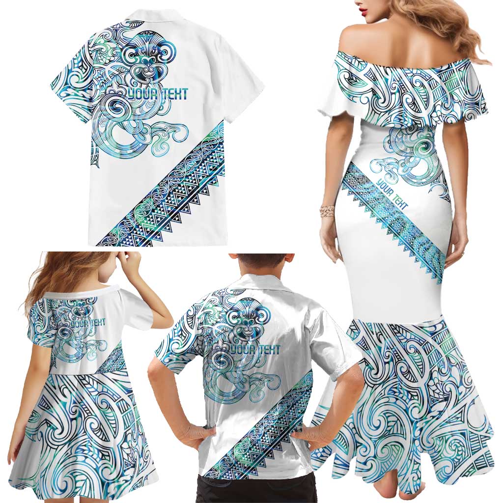 Kahui Whetu Paua shell Kowhaiwhai Taniko Personalised Family Matching Mermaid Dress and Hawaiian Shirt Taniwha Maori Tribal Style LT9 - Polynesian Pride