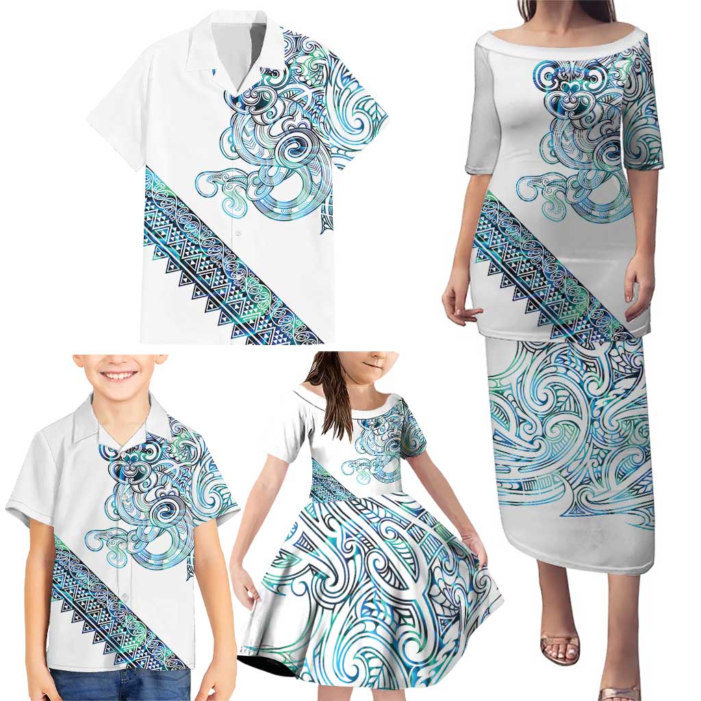 Kahui Whetu Paua shell Kowhaiwhai Taniko Personalised Family Matching Puletasi and Hawaiian Shirt Taniwha Maori Tribal Style LT9 - Polynesian Pride