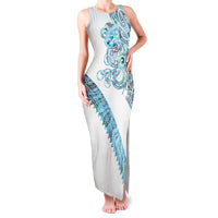 Kahui Whetu Paua shell Kowhaiwhai Taniko Personalised Family Matching Tank Maxi Dress and Hawaiian Shirt Taniwha Maori Tribal Style LT9 Mom's Dress Blue - Polynesian Pride