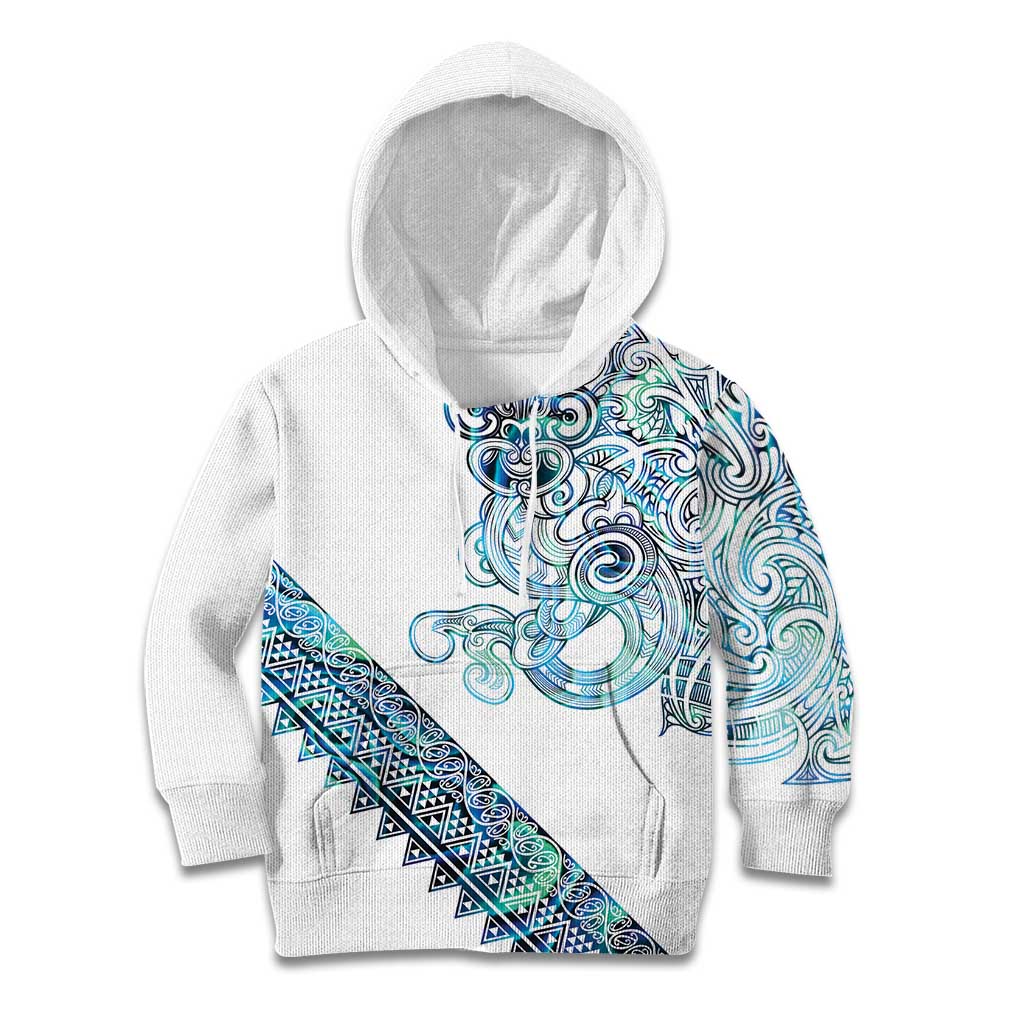 Kahui Whetu Paua shell Kowhaiwhai Taniko Personalised Kid Hoodie Taniwha Maori Tribal Style