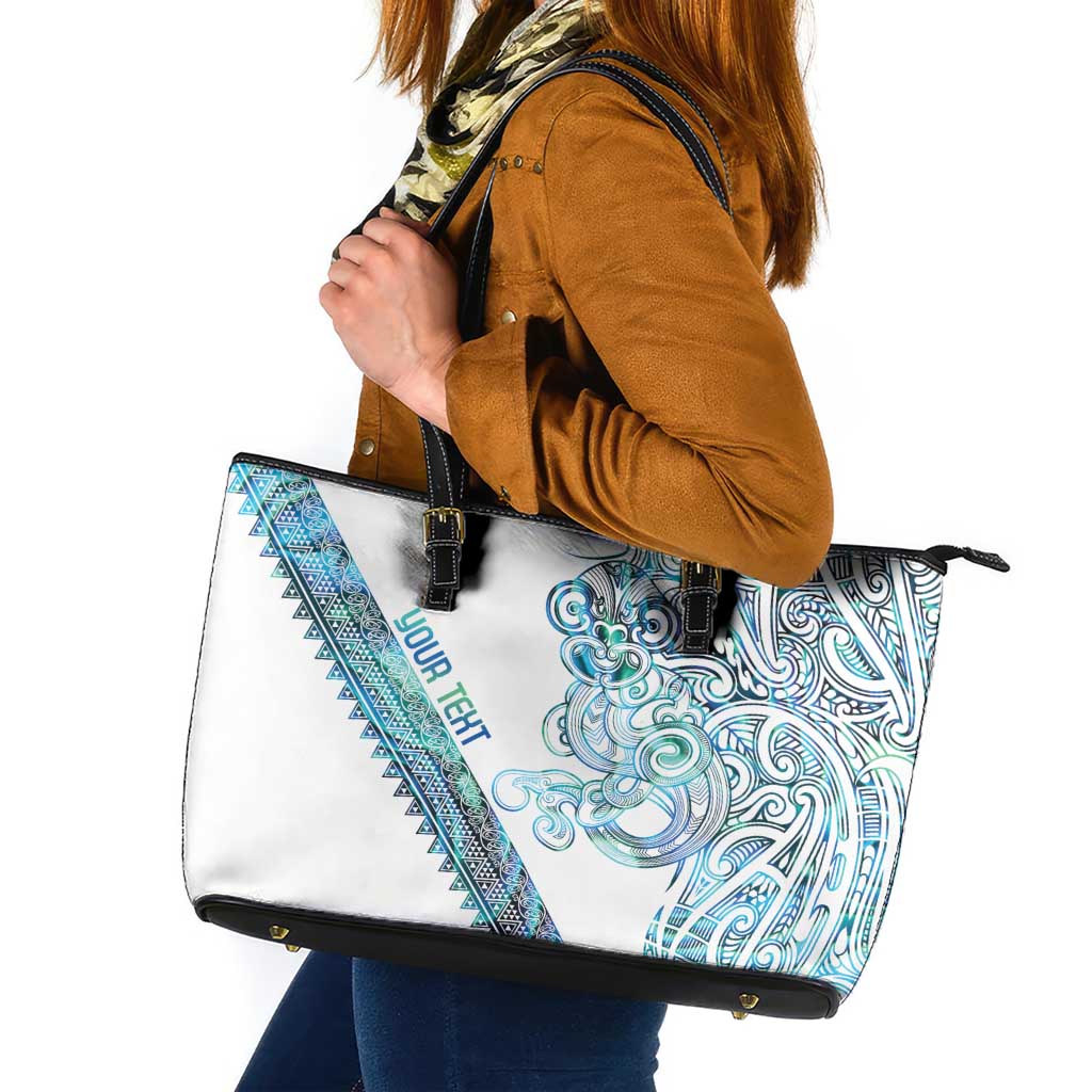 Kahui Whetu Paua shell Kowhaiwhai Taniko Personalised Leather Tote Bag Taniwha Maori Tribal Style