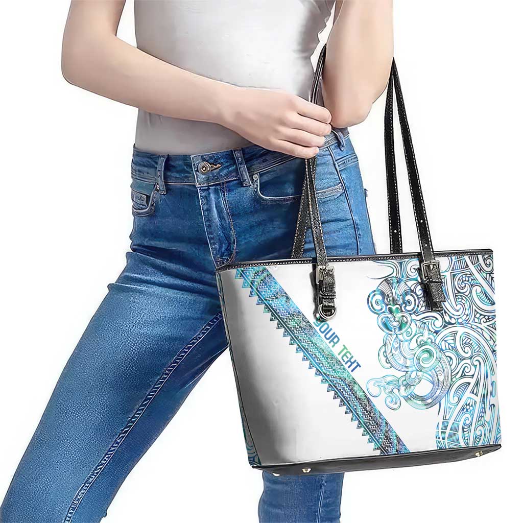 Kahui Whetu Paua shell Kowhaiwhai Taniko Personalised Leather Tote Bag Taniwha Maori Tribal Style