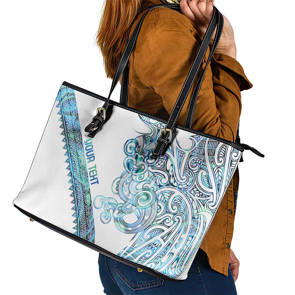 Kahui Whetu Paua shell Kowhaiwhai Taniko Personalised Leather Tote Bag Taniwha Maori Tribal Style