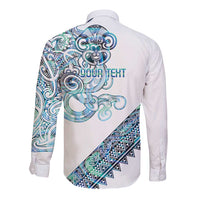 Kahui Whetu Paua shell Kowhaiwhai Taniko Personalised Long Sleeve Button Shirt Taniwha Maori Tribal Style LT9 - Polynesian Pride