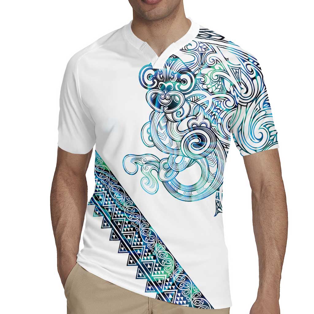 Kahui Whetu Paua shell Kowhaiwhai Taniko Personalised Rugby Jersey Taniwha Maori Tribal Style