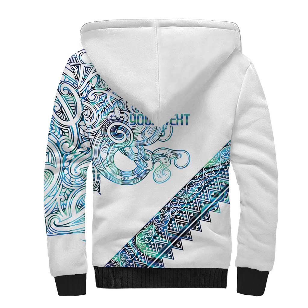 Kahui Whetu Paua shell Kowhaiwhai Taniko Personalised Sherpa Hoodie Taniwha Maori Tribal Style LT9 - Polynesian Pride