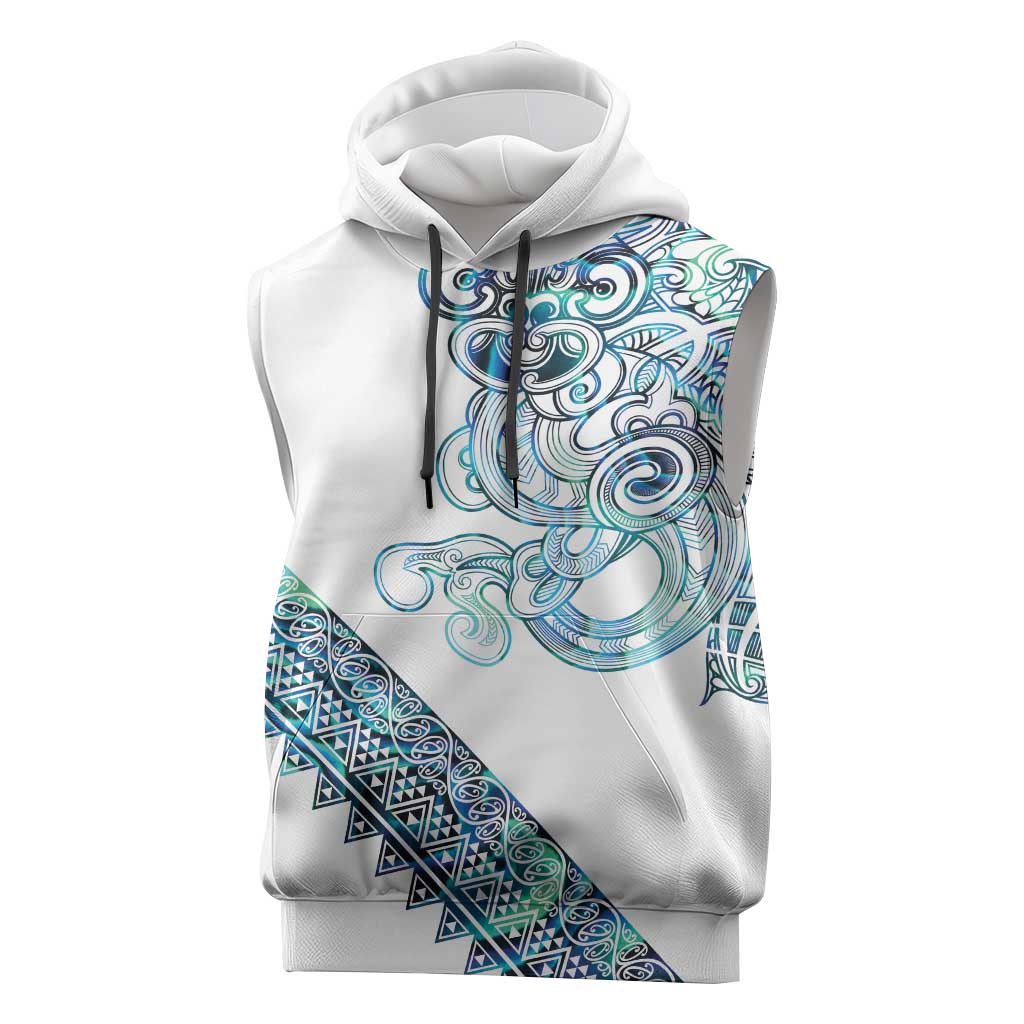 Kahui Whetu Paua shell Kowhaiwhai Taniko Personalised Sleeveless Hoodie Taniwha Maori Tribal Style