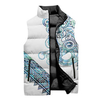 Kahui Whetu Paua shell Kowhaiwhai Taniko Personalised Sleeveless Puffer Jacket Taniwha Maori Tribal Style