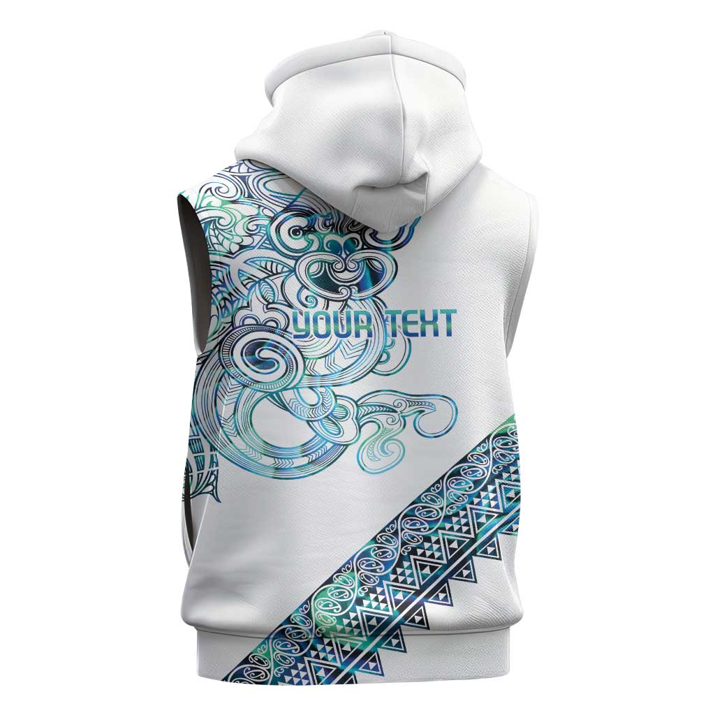 Kahui Whetu Paua shell Kowhaiwhai Taniko Personalised Sleeveless Zip Hoodie Taniwha Maori Tribal Style