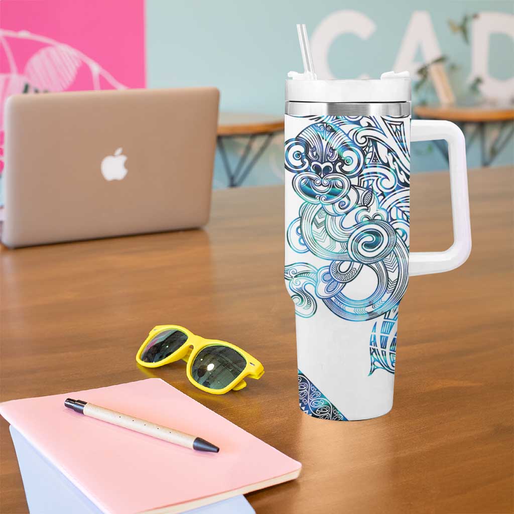 Kahui Whetu Paua shell Kowhaiwhai Taniko Personalised Tumbler With Handle Taniwha Maori Tribal Style