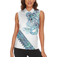 Kahui Whetu Paua shell Kowhaiwhai Taniko Personalised Women Sleeveless Polo Shirt Taniwha Maori Tribal Style LT9 - Polynesian Pride