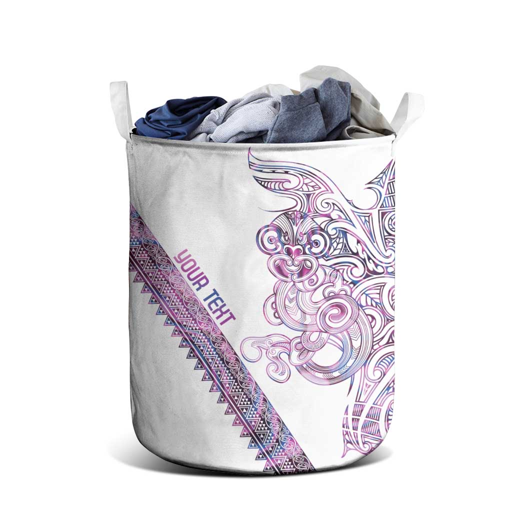 Mawhero Paua shell Kowhaiwhai Taniko Personalised Laundry Basket Taniwha Maori Tribal Style