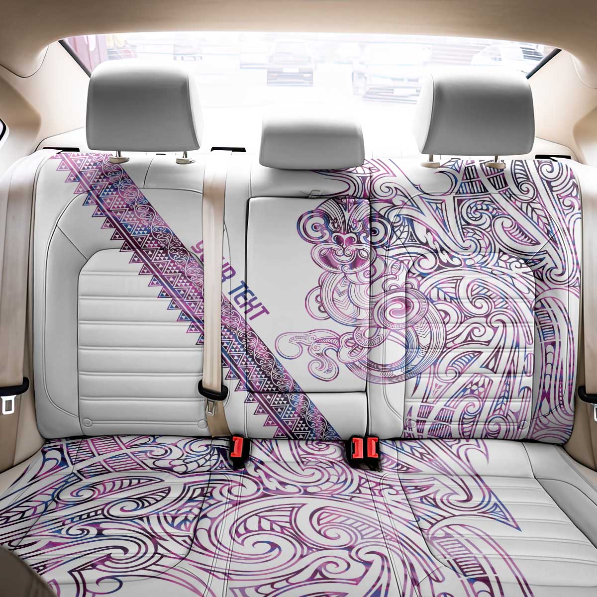 Mawhero Paua shell Kowhaiwhai Taniko Personalised Back Car Seat Cover Taniwha Maori Tribal Style