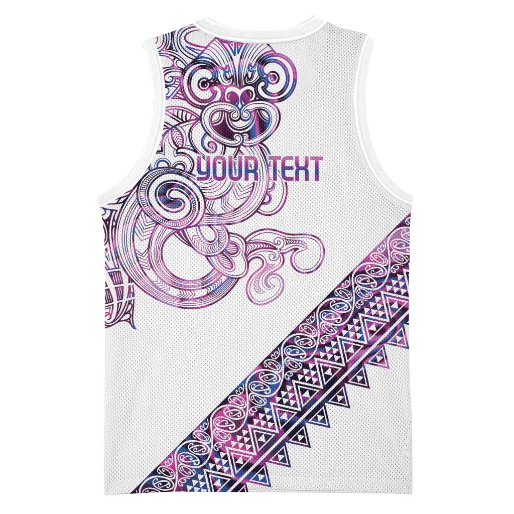 Mawhero Paua shell Kowhaiwhai Taniko Personalised Basketball Jersey Taniwha Maori Tribal Style