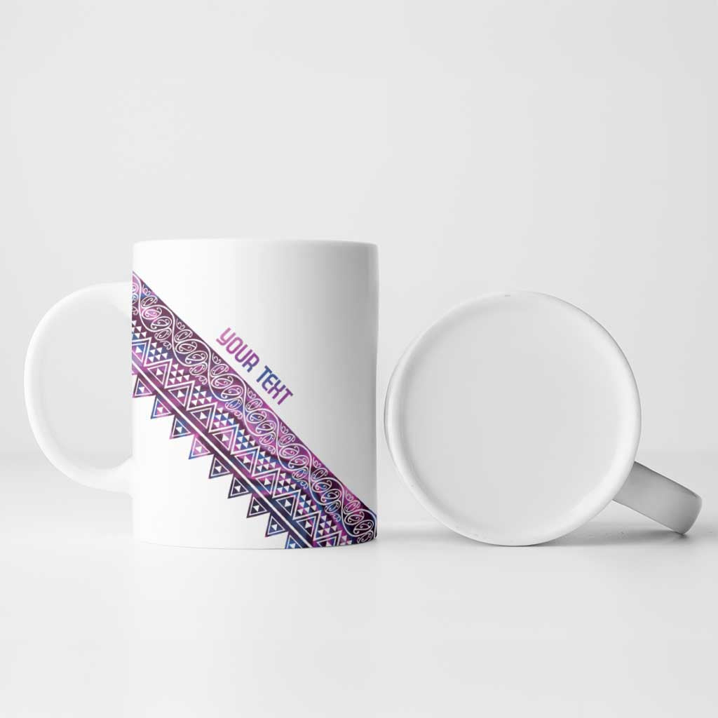Mawhero Paua shell Kowhaiwhai Taniko Personalised Ceramic Mug Taniwha Maori Tribal Style