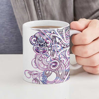Mawhero Paua shell Kowhaiwhai Taniko Personalised Ceramic Mug Taniwha Maori Tribal Style