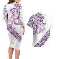 Mawhero Paua shell Kowhaiwhai Taniko Personalised Couples Matching Long Sleeve Bodycon Dress and Hawaiian Shirt Taniwha Maori Tribal Style LT9 - Polynesian Pride