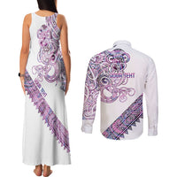 Mawhero Paua shell Kowhaiwhai Taniko Personalised Couples Matching Tank Maxi Dress and Long Sleeve Button Shirt Taniwha Maori Tribal Style LT9 - Polynesian Pride