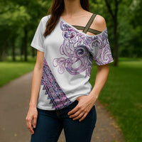 Mawhero Paua shell Kowhaiwhai Taniko Personalised Cross Shoulder Shirt Taniwha Maori Tribal Style