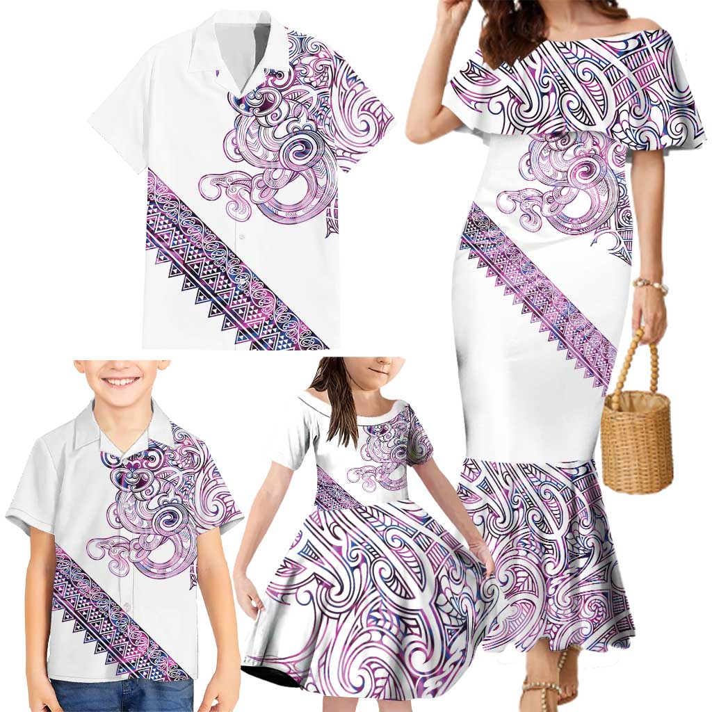 Mawhero Paua shell Kowhaiwhai Taniko Personalised Family Matching Mermaid Dress and Hawaiian Shirt Taniwha Maori Tribal Style LT9 - Polynesian Pride