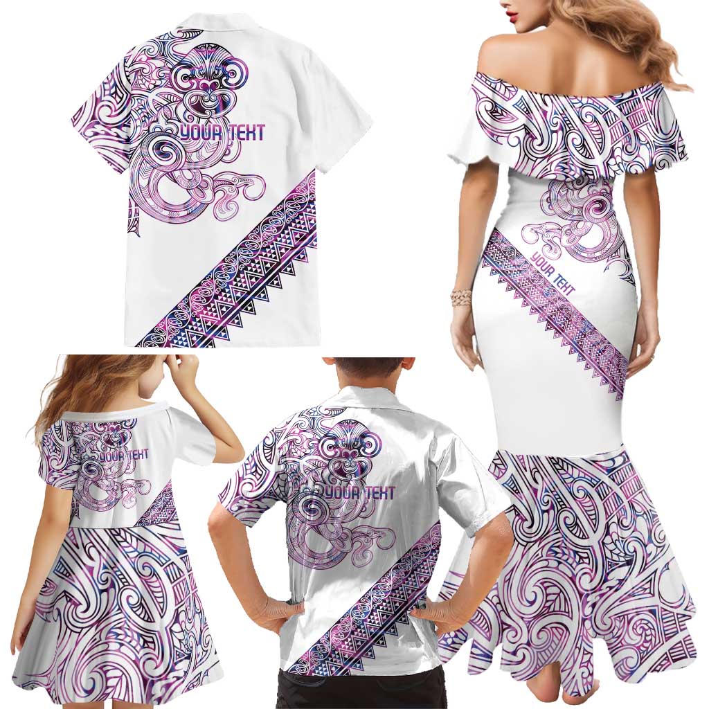 Mawhero Paua shell Kowhaiwhai Taniko Personalised Family Matching Mermaid Dress and Hawaiian Shirt Taniwha Maori Tribal Style LT9 - Polynesian Pride