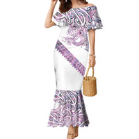 Mawhero Paua shell Kowhaiwhai Taniko Personalised Family Matching Mermaid Dress and Hawaiian Shirt Taniwha Maori Tribal Style LT9 Mom's Dress Pink - Polynesian Pride
