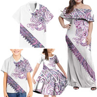 Mawhero Paua shell Kowhaiwhai Taniko Personalised Family Matching Off Shoulder Maxi Dress and Hawaiian Shirt Taniwha Maori Tribal Style LT9 - Polynesian Pride
