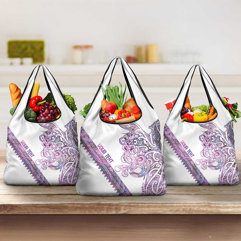 Mawhero Paua shell Kowhaiwhai Taniko Personalised Grocery Bag Taniwha Maori Tribal Style
