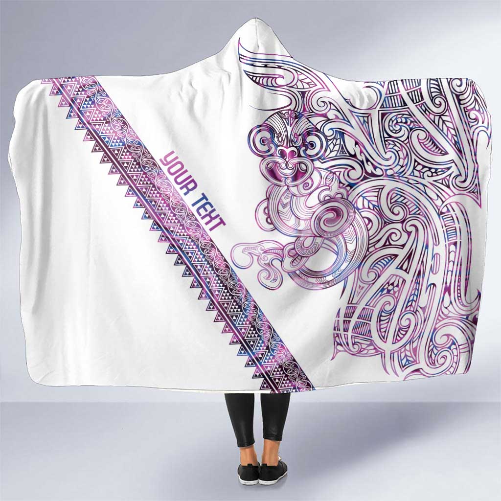 Mawhero Paua shell Kowhaiwhai Taniko Personalised Hooded Blanket Taniwha Maori Tribal Style