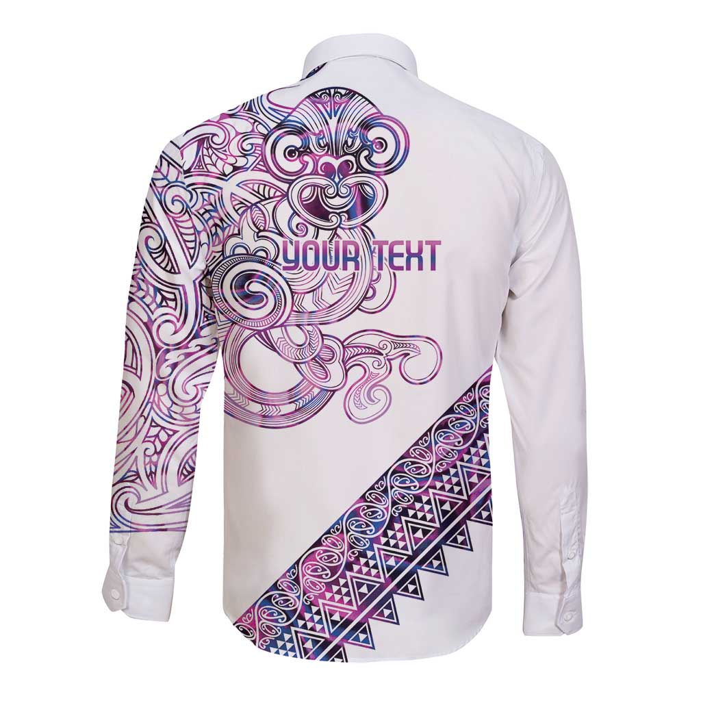 Mawhero Paua shell Kowhaiwhai Taniko Personalised Long Sleeve Button Shirt Taniwha Maori Tribal Style LT9 - Polynesian Pride