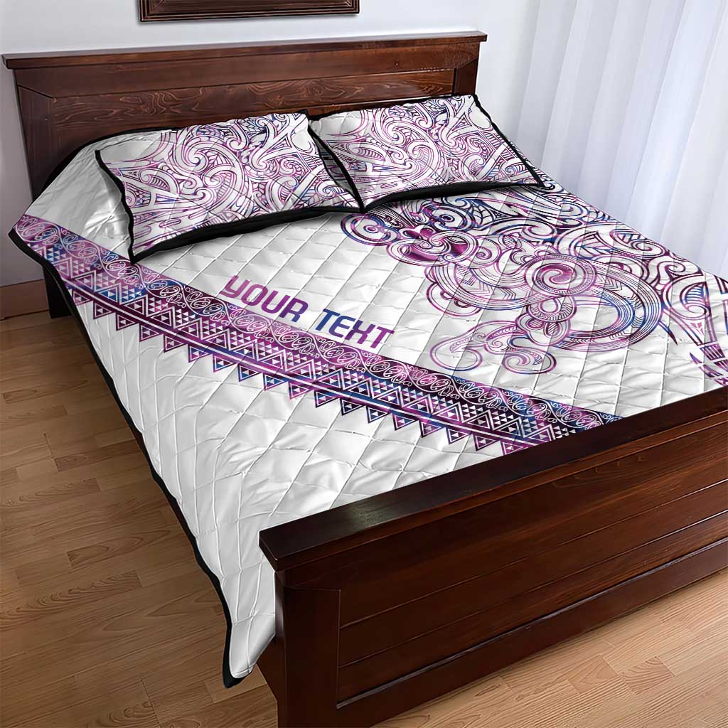 Mawhero Paua shell Kowhaiwhai Taniko Personalised Quilt Bed Set Taniwha Maori Tribal Style
